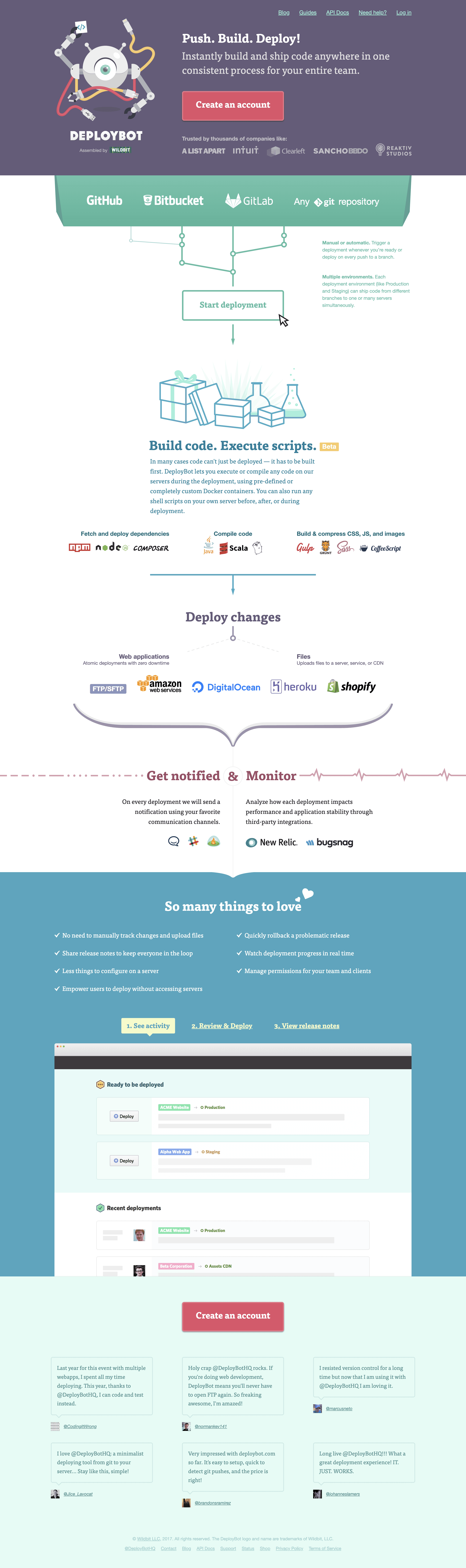 DeployBot marketing website screenshot