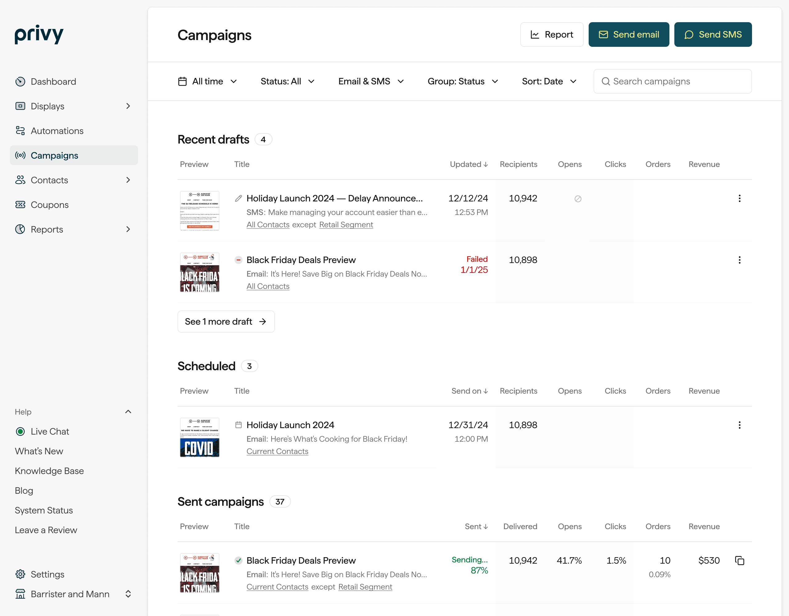 Privy campaigns index