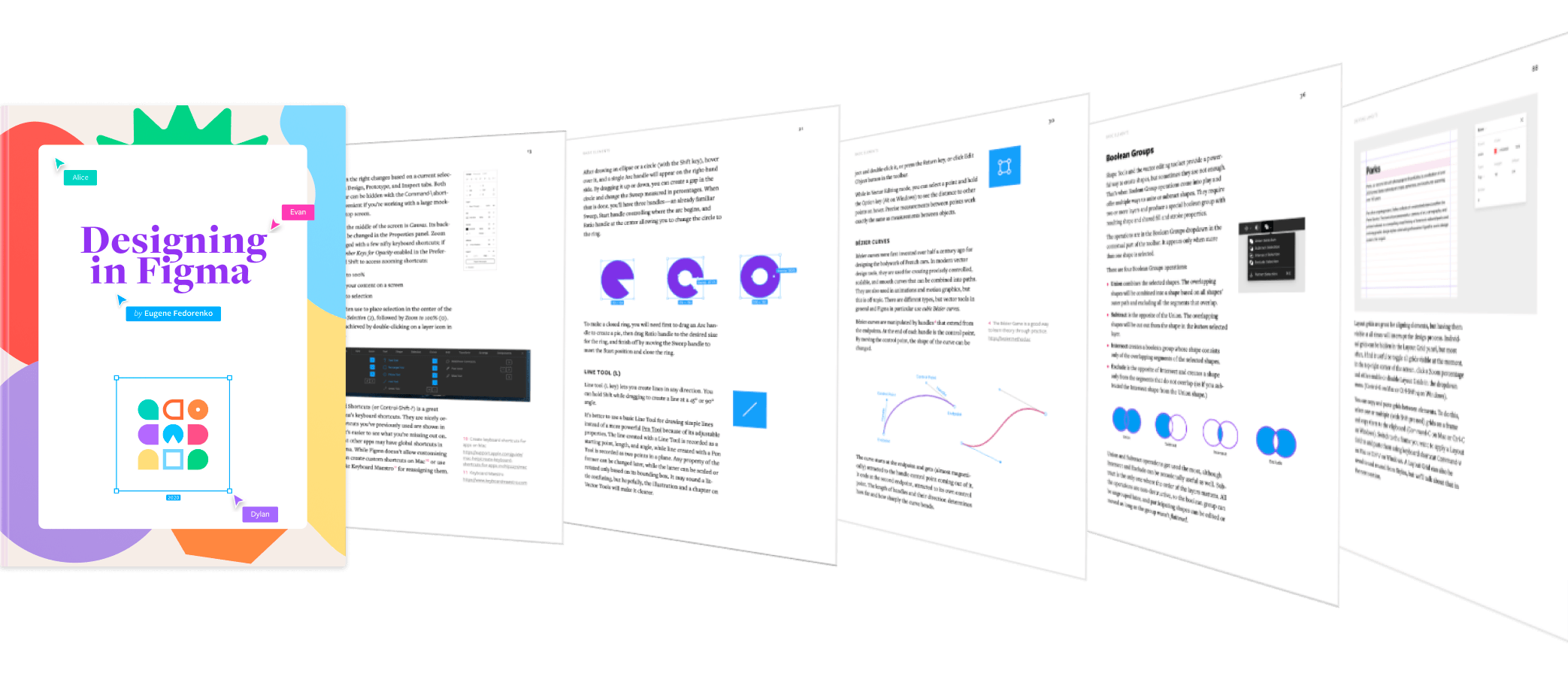 “Designing in Figma” book cover and pages