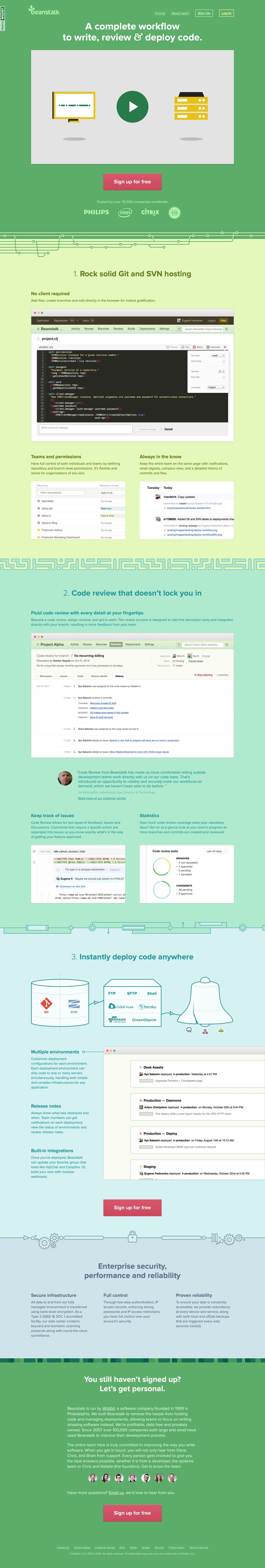 Beanstalk marketing website screenshot