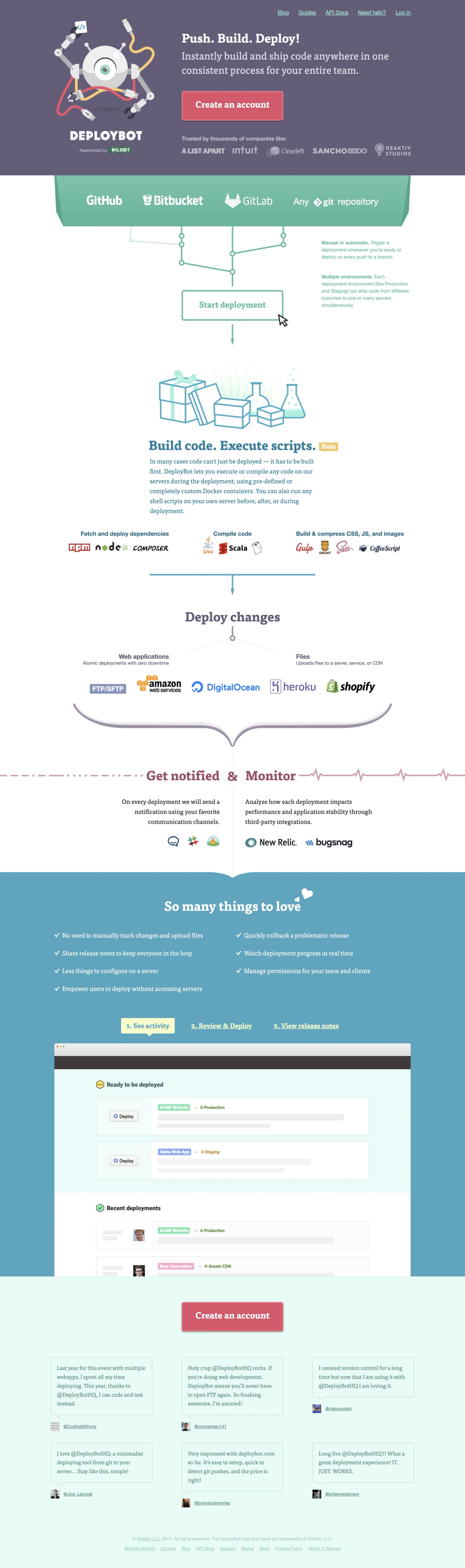 DeployBot marketing website screenshot