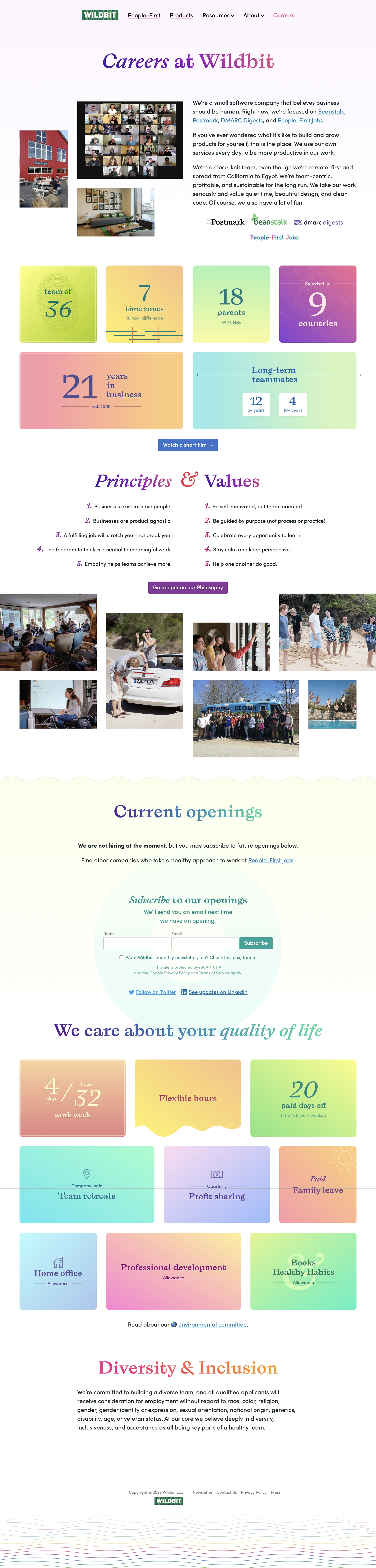 Wildbit Careers page (2022)