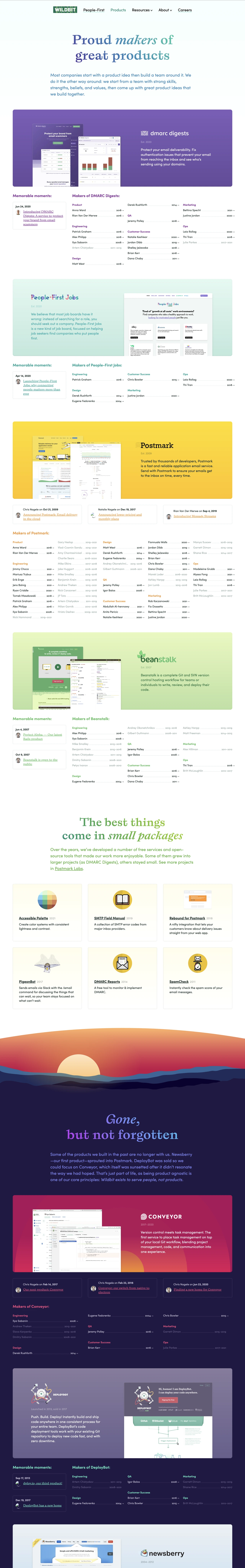 Wildbit Products page (2022)