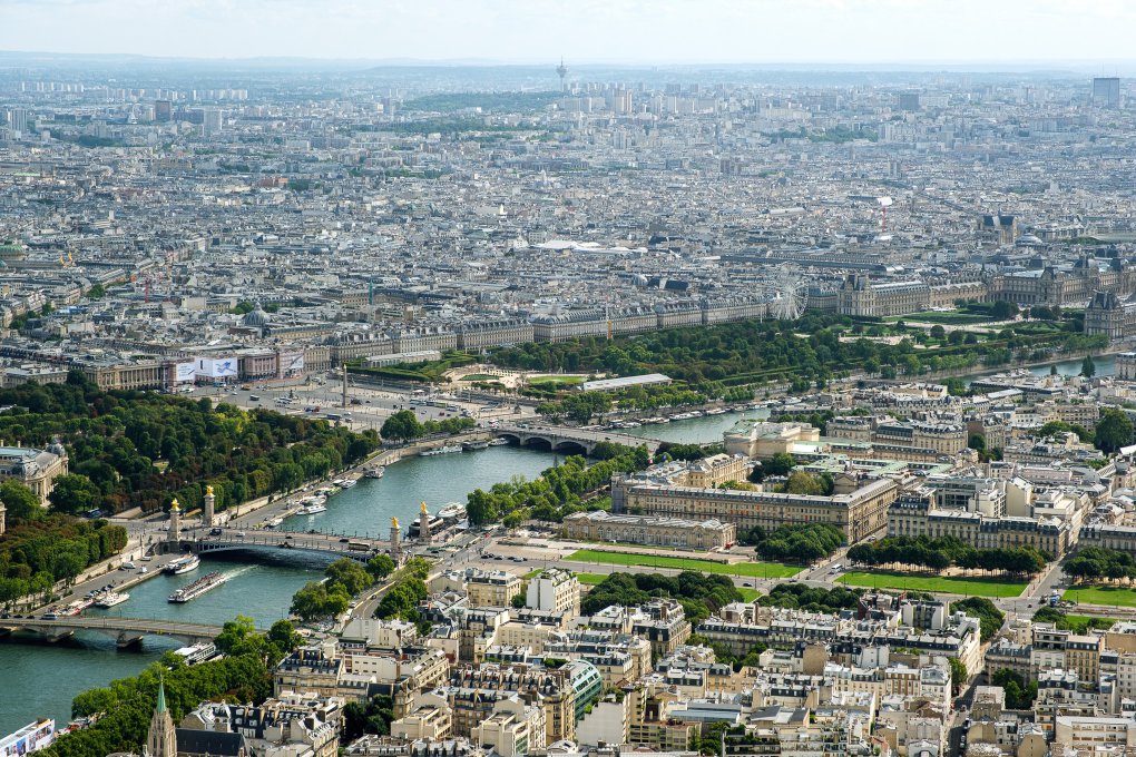 View on Seine from the top of the Eiffel Tower